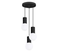Suspension moderne noire 3 lumières verre G9 Halo