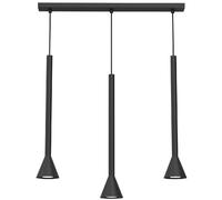 Suspension moderne noire 3xGU10 Luminex Mazzo, barre métallique pour intérieur, 8W