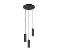 Suspension moderne noire ronde ? tubes rainurés 3xGU10 10W