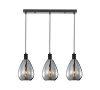 Suspension moderne noire verre fumé 3xE27 Zulo Italux