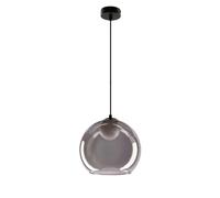 Suspension moderne noire verre fumé boule blanche G9 Brin