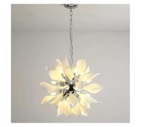 Suspension Moderne Nordique en céramique avec pétales de Fleurs et éclairage LED pour Salon, Salle à Manger et Chambre (3 Couleurs, argenté, diamètre 55 cm)