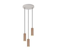 Suspension moderne ronde café-gris 3 spots GU10 10W tubes striés SOKA Trio