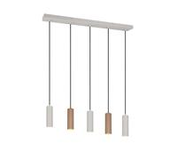 Suspension moderne SOKA Trio café-gris, barre rainurée, 5 spots GU10, métal
