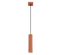 Suspension moderne tube rainuré ocre rouge noir 1xGU10