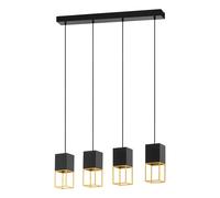 Suspension MONTEBALDO GU10 4X4,5W en acier noir et or 850x100x1100mm