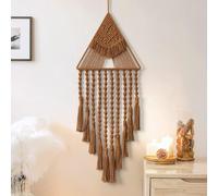 Suspension murale en macramé, forme triangulaire, attrape-rêves, décoration bohème, 27x65 cm