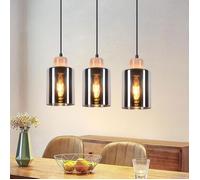 Suspension - NETTLIFE - Modèle table à manger - 3x E27 - Verre fumé - Noir