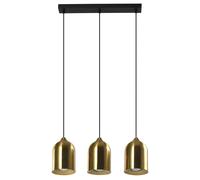 Suspension Nilo noire 46 cm, 3 abat-jours or ovales GU10