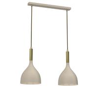 Suspension Noak beige doré 2xE27 barre 52cm Luminex