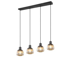 Suspension noire rétro barre verre 4xE27 TARIFA Trio