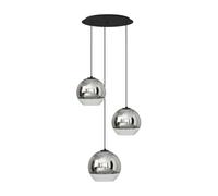 Suspension Nowodvorski Globe verre chrome noir Ø50 3xE27