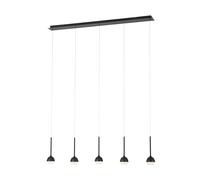 Suspension NUCETTO LED 5X4,5W en acier noir 1170x100x1500mm