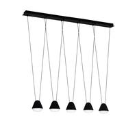 Suspension PALBIETA GU10 5X2,8W en acier noir 1160x115x1100mm