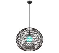 Suspension papier noir Lampe à suspendre boule tressée Lampe de salon Télécommande, changement de couleur variable, 1x 4W 470Lm blanc chaud, H 120 cm