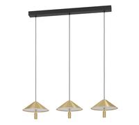 Suspension PARAGUAY LED 3X12W en acier noir et laiton brossé 970x270x1500mm