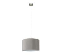 Eglo Suspension PASTERI en acier et tissu (textile à flamme) – Nickel mat gris, Ø 38 cm, douille E27
