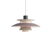 Louis Poulsen Suspension PH 5 Mini – tiges couleur laiton – Gris