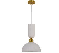 Suspension Piega blanc/or verre strié E27 15W LP Light
