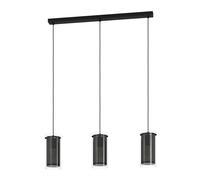 Suspension PINTO TEXTIL 1 E27 3X10W en acier noir 820x120x1100mm