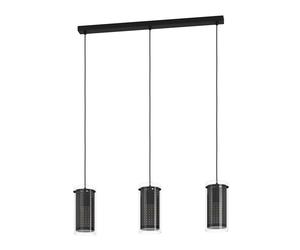 Suspension PINTO TEXTIL 1 E27 3X10W en acier noir 820x120x1100mm
