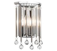 Suspension plafonnier acier cristal chrome 2 ampoules D 21,7 cm