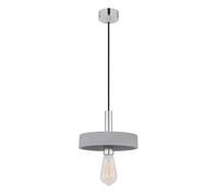 Suspension plafonnier béton anneau lumière salle à manger lampe 1 flamme suspension industrielle, gris béton chrome, douille 1x E27, DxH 23x171 cm