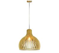 Suspension, plafonnier, lampe de salon, aspect bois, chrome, lamelles, D 45 cm