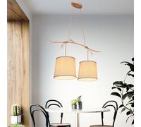 Suspension plafonnier métal textile abat-jour marron suspension décor bois de cervidé suspension, IP20, 2x E27, LxPxH 90x25x120cm