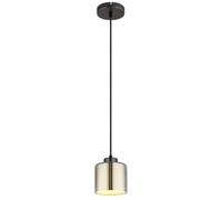 Suspension, plafonnier, noir-chrome, verre opale, H 120 cm