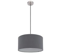 Suspension plafonnier salle à manger suspension textile abat-jour rond anthracite, tissu métal, 1x E27, PxH 40x140 cm, salon