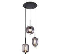 Suspension plafonnier salon RETRO lampe à incandescence en verre fumée dans un ensemble comprenant des ampoules LED