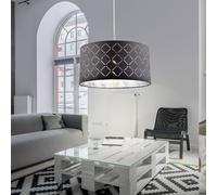 Suspension plafonnier salon salle à manger éclairage textile design lampe suspendue noir argent