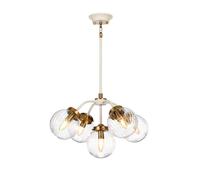 Suspension plafonnier suspension acier laiton verre D 56,7 cm 5 flammes