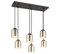 Suspension, plafonnier, verre noir, chrome, 6 lumières, L 83 cm