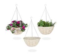 Suspension plante panier suspendu en osier pot de fleurs tressé 3 pièces