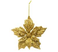 Suspension poinsettia à paillettes dorées 12 cm - Or
