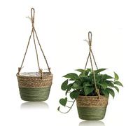 Suspension pour plantes, lot de 2, paniers en fibres de mer tressés à la main, 20 cm