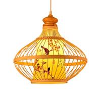 Suspension pour restaurant chinois, grande lanterne en bambou tressé à la main, style bohème, abat-jour imitation parchemin, douille E26, idéale pour salle à manger, salon de thé, café et chambre pare