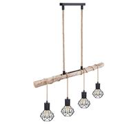 Suspension poutre en bois lampe de salle à manger lampe suspendue réglable en hauteur abat-jour en bois, métal, 4x LED 7W 806Lm blanc chaud, LxPxH 100x13,3x120 cm
