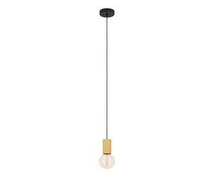Suspension POZUETA 1 E27 1X40W en acier et bois noir et marron D65mm