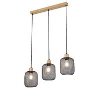Suspension Rabalux Grendel 3xE27 hêtre noir mat industrielle