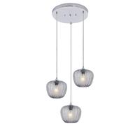 Suspension Rabalux Monet 3L chrome verre fumé E27