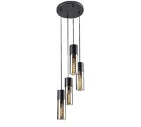 Suspension Rabalux Ronno noire 4xE27 Ø30cm verre fumé
