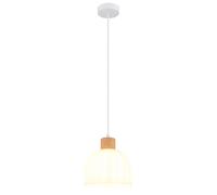 Suspension réglable en hauteur Plafonnier blanc Bois brun Verre opale H 120 cm