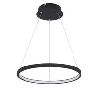 Suspension Ring Suspension ronde LED lampes Salon Suspension moderne, en métal noir mat opale, 1x LED 19W 800Lm blanc chaud, DxH 38,5x120 cm