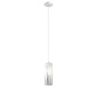 Suspension RIVATO en verre blanc et métal chromé 1xE27 60W