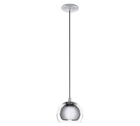 Eglo Suspension Rocamar, lampe suspendue 1 flamme, luminaire en métal chromé et verre clair, lampe de salle à manger, suspension salon avec douille E27