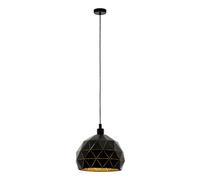 Suspension ROCCAFORTE E27 1X60W en acier noir et or D400mm