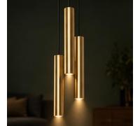 Suspension ronde en laiton cylindre 3 lampes D: 20cm GU10 variable W: 62cm pour salle à manger cuisine suspension lampe suspension suspension intérieur